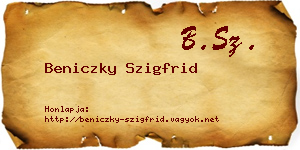 Beniczky Szigfrid névjegykártya