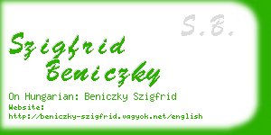 szigfrid beniczky business card